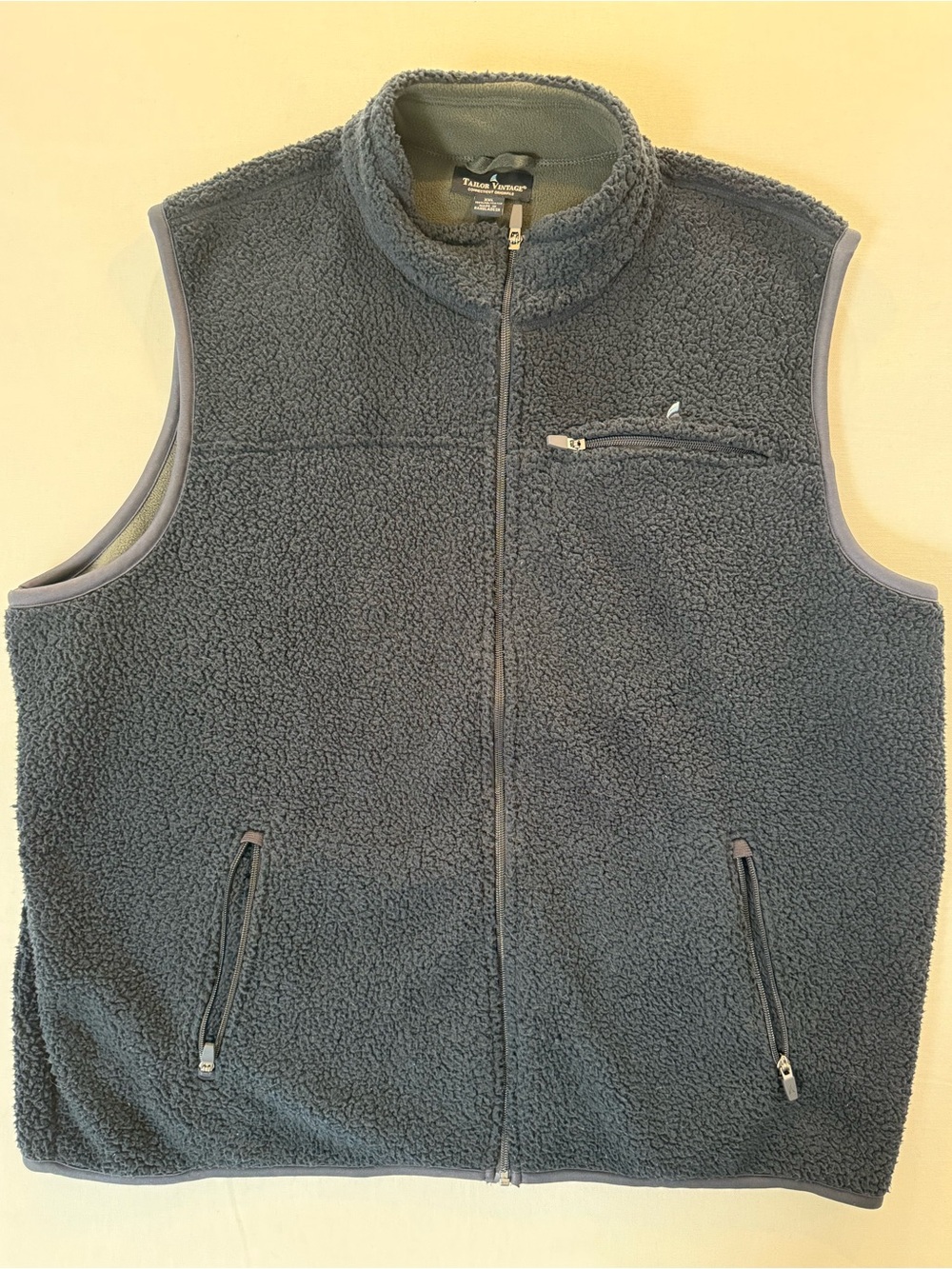Tailor Vintage Men's Navy Blue Sherpa Fleece Vest